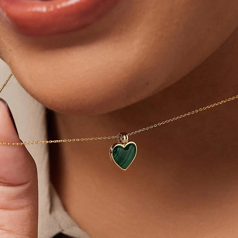 Peacock Crystal Heart-Shaped Necklace