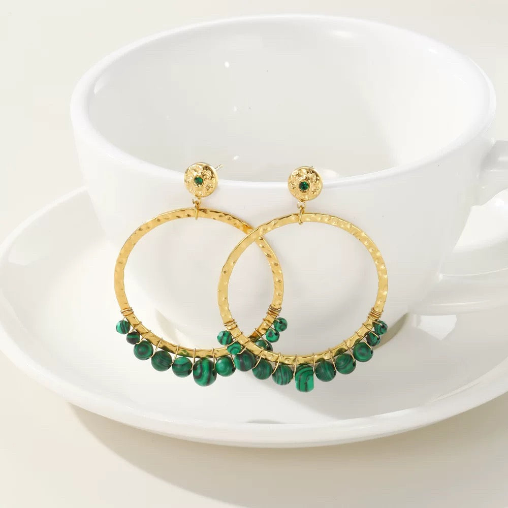 Authentic peacock stone earrings