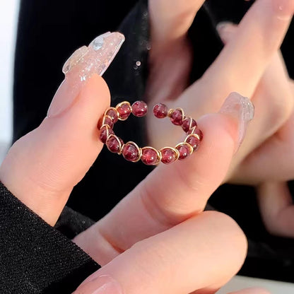 Red Garnet Crystal ring