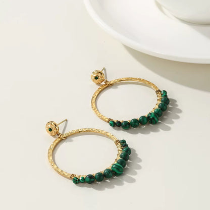 Authentic peacock stone earrings