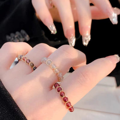 Red Garnet Crystal ring