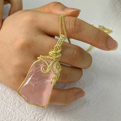 Love and Good Luck Pink Crystal Necklace